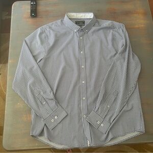 ➕Report Collection Navy and White Checkered Shirt stretch material long sleeves